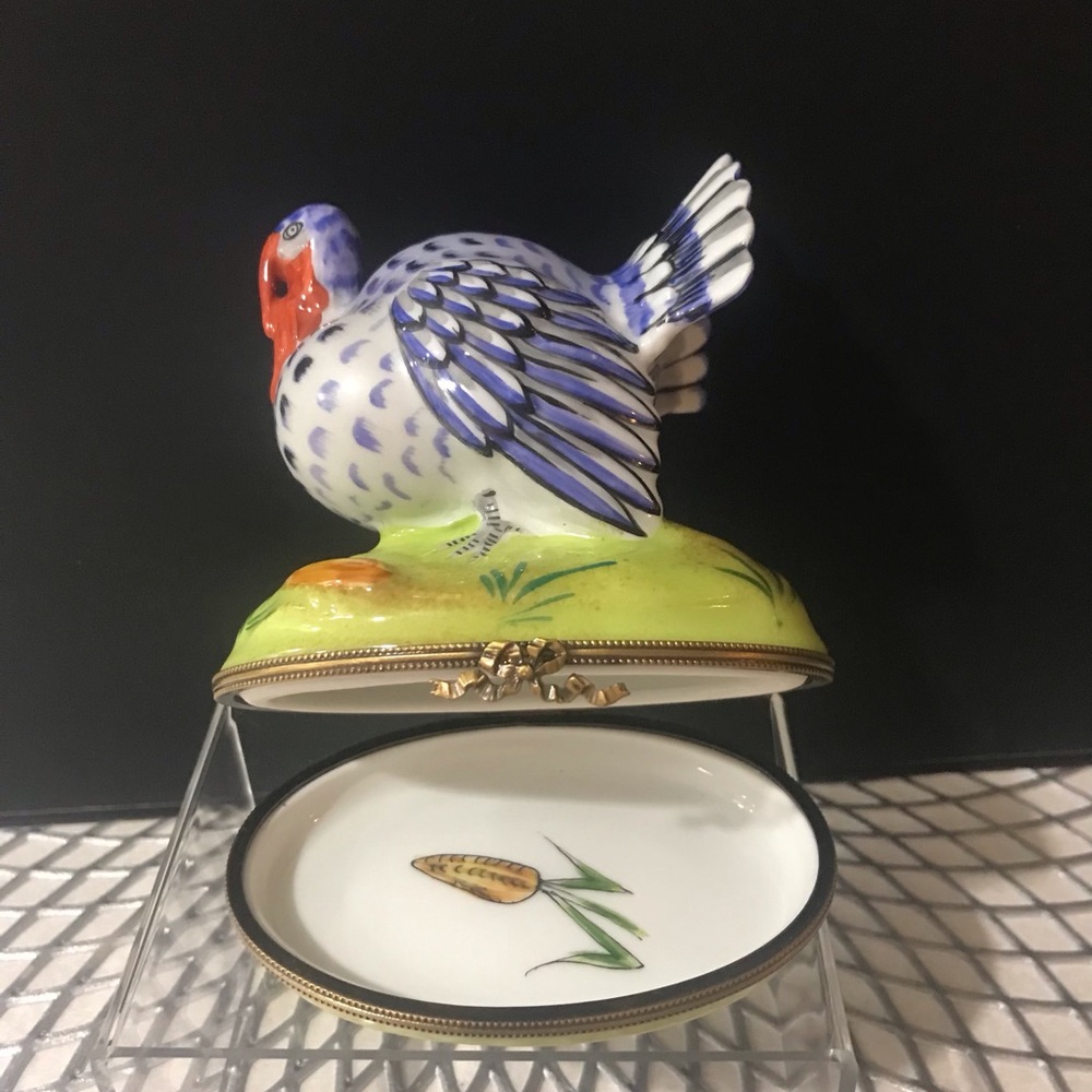 Vintage Limoges Hand-Painted Turkey Trinket Box